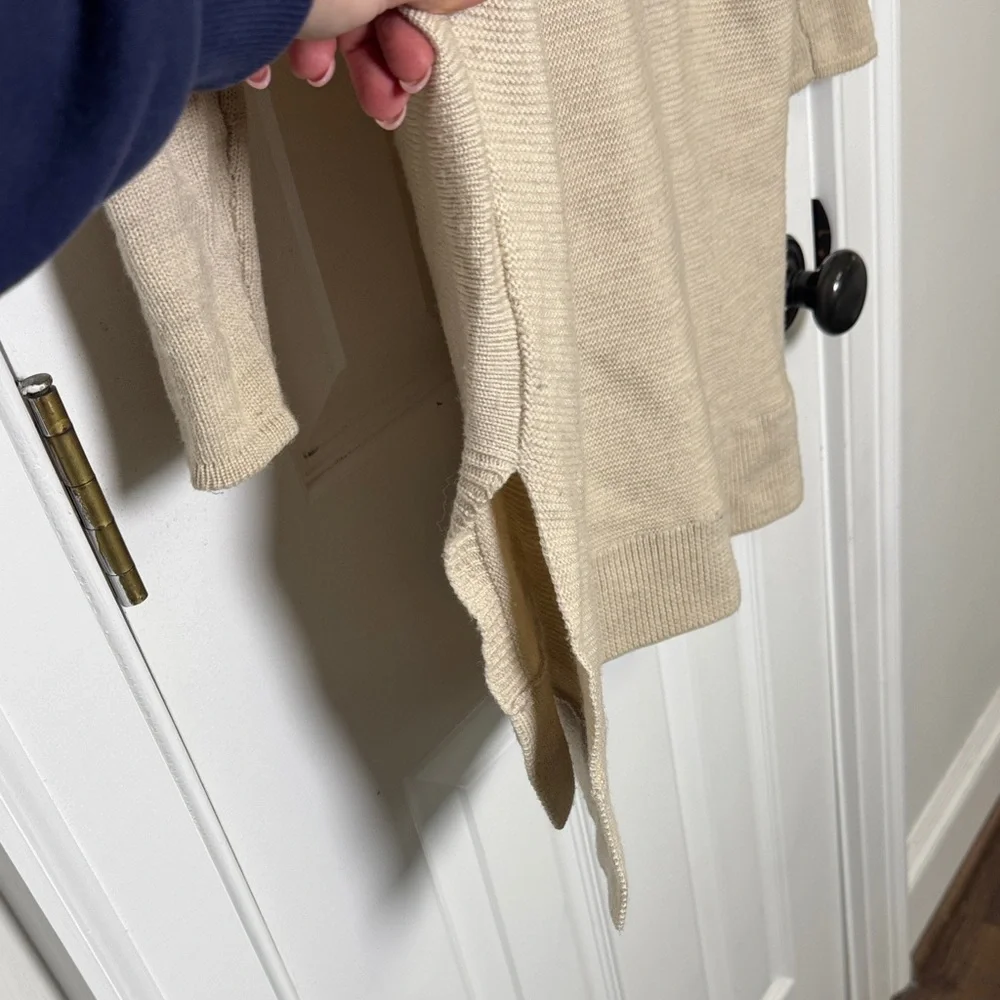 Boden 100% Wool Cowl Neck Tunic Sweater Beige Oversized Small Quiet Luxury